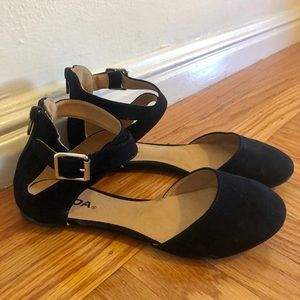 Black flats with straps